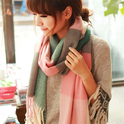 2017 Autumn Winter Female Wool Plaid Scarf Women Cashmere Scarves Wide Lattices Long Shawl Wrap Blanket Warm Tippet Drop Ship