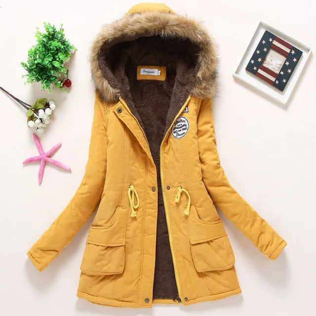 2018 women winter thicken warm coat female autumn hooded cotton fur plus size basic jacket outerwear slim long ladies chaqueta