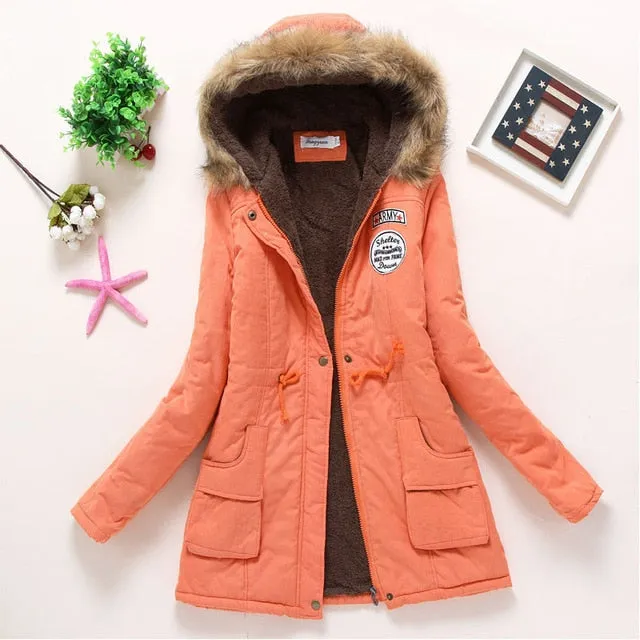 2018 women winter thicken warm coat female autumn hooded cotton fur plus size basic jacket outerwear slim long ladies chaqueta