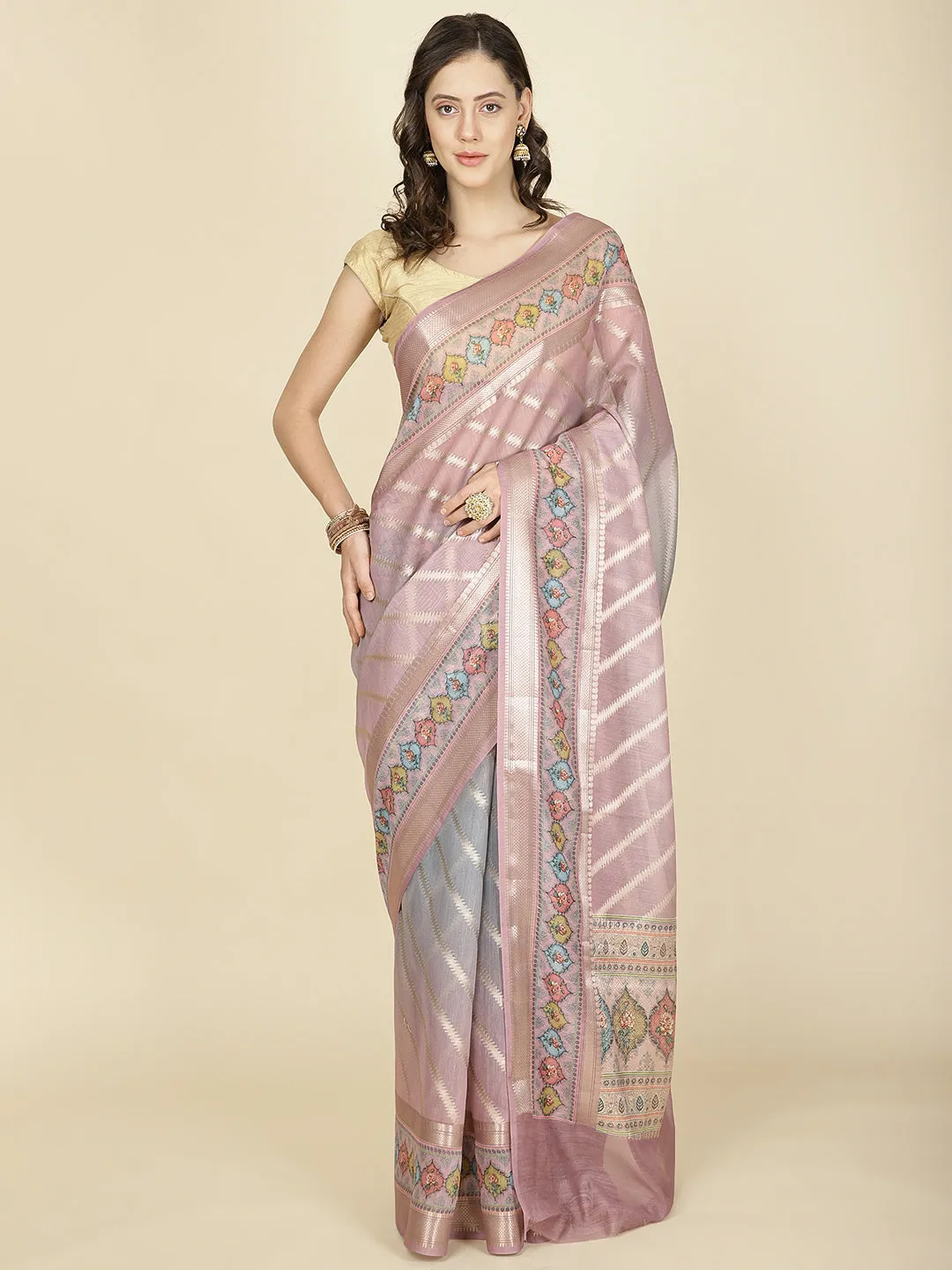 Abstract Printed Cotton Saree