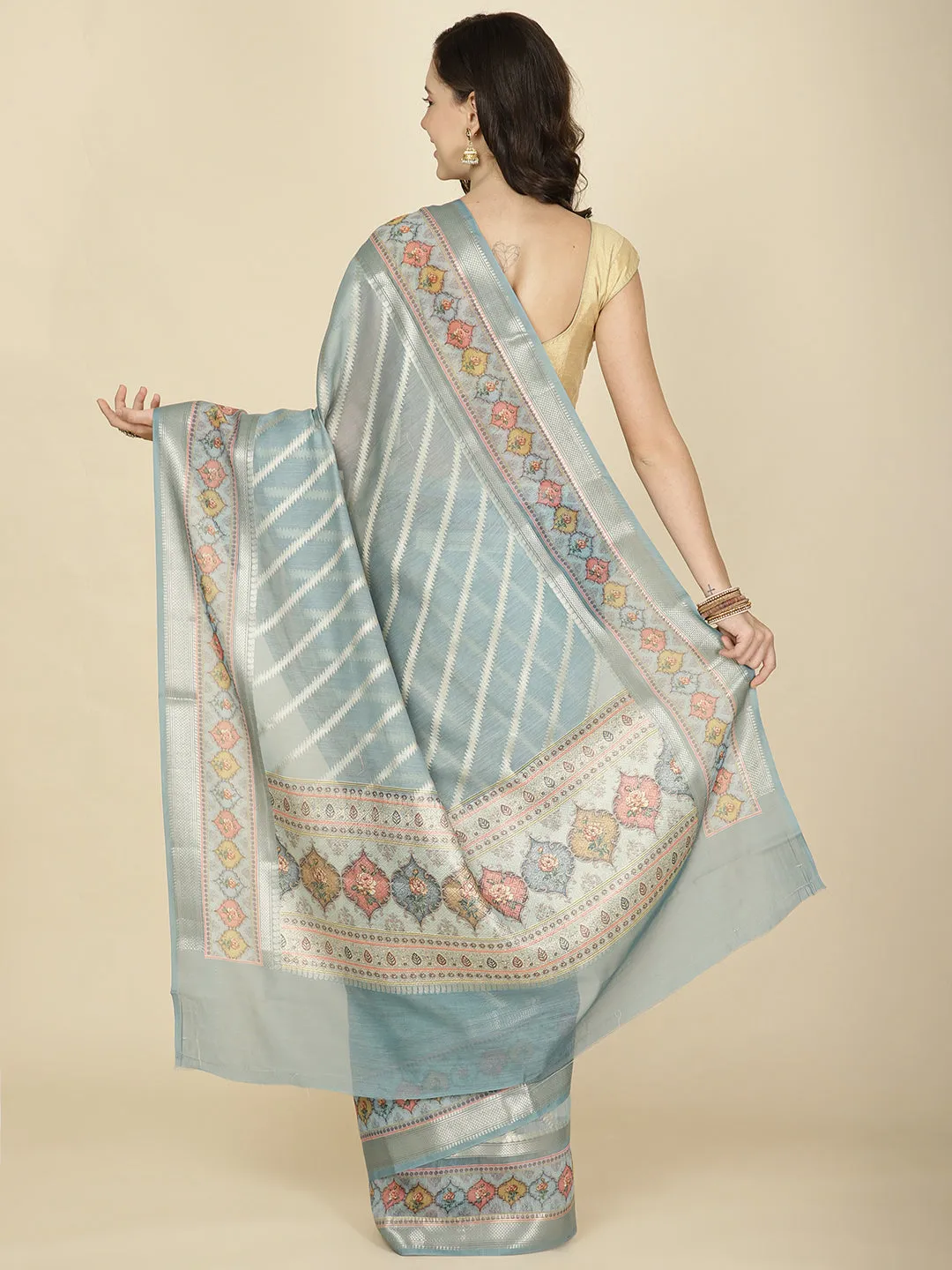 Abstract Printed Cotton Saree