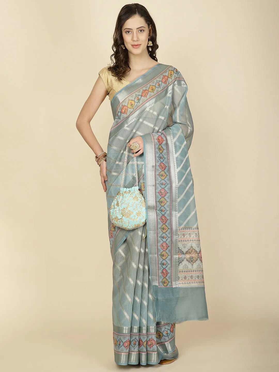 Abstract Printed Cotton Saree