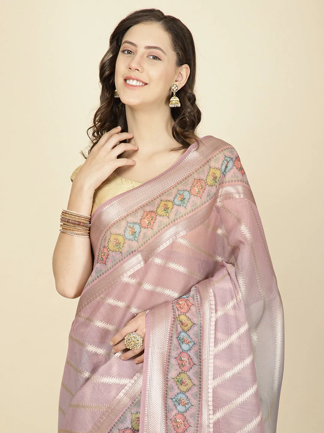 Abstract Printed Cotton Saree