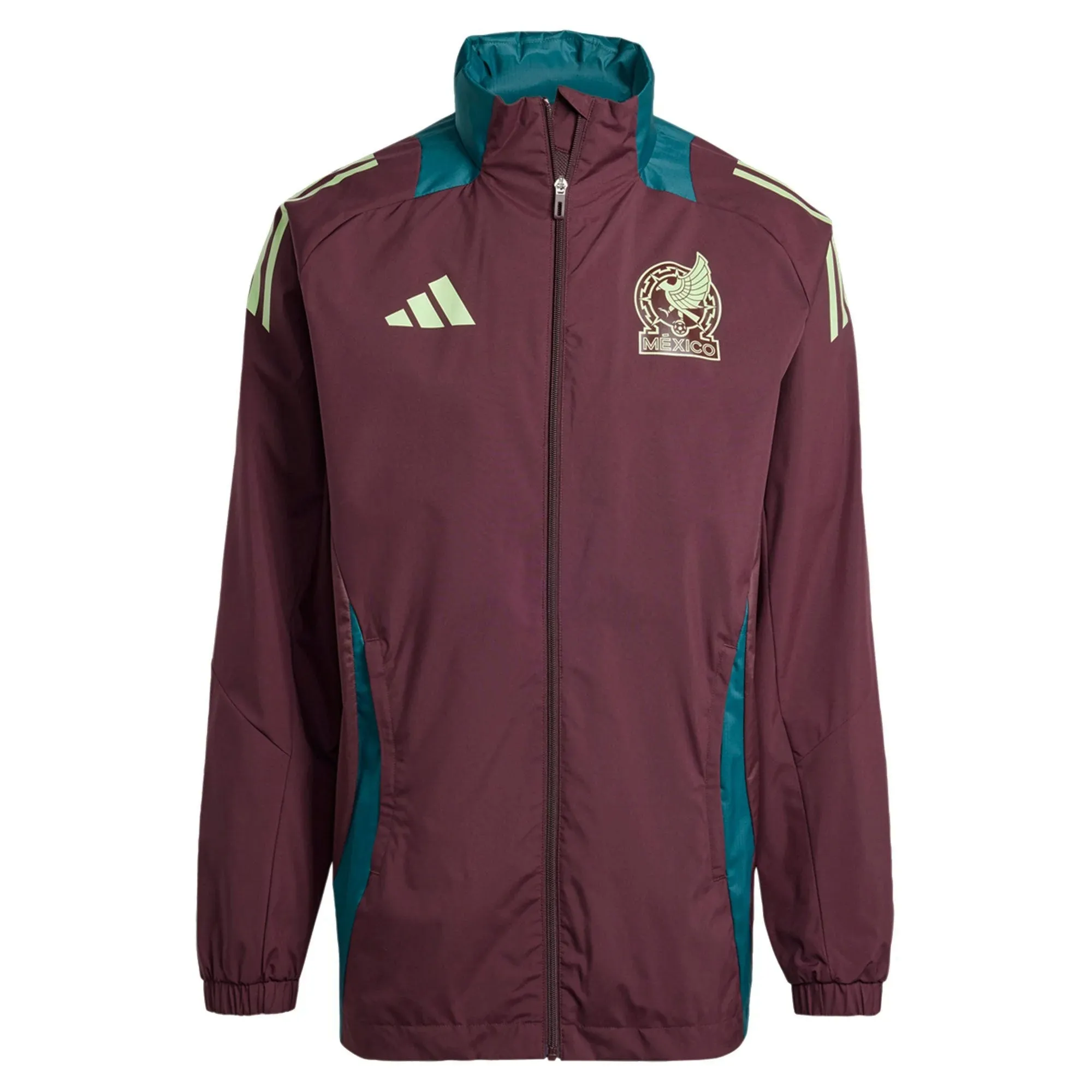 adidas Men's Mexico 2024 All Weather Raglan Hoodie Full-Zip Jacket Dark Burgundy