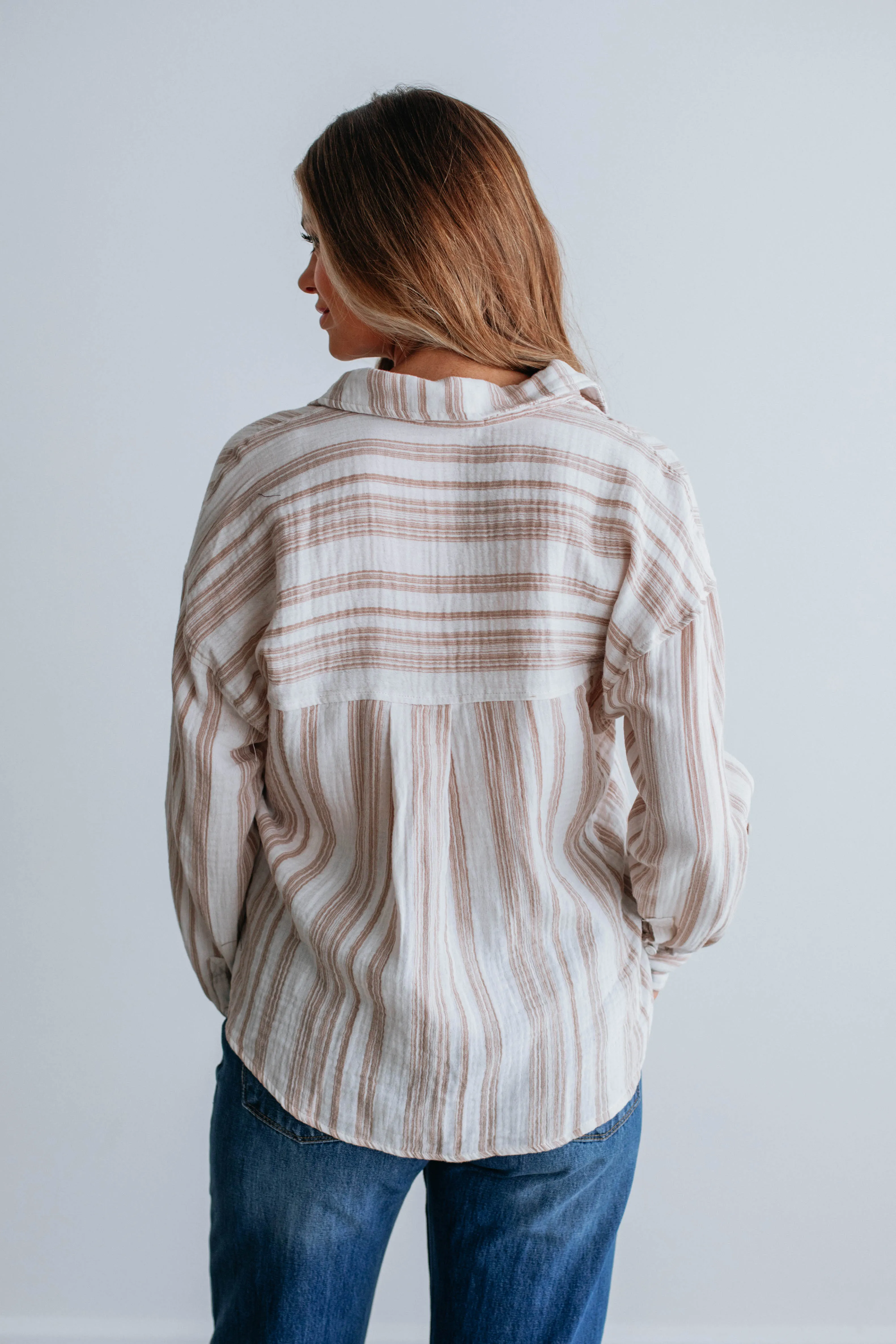 Annica Striped Button Down - Sand