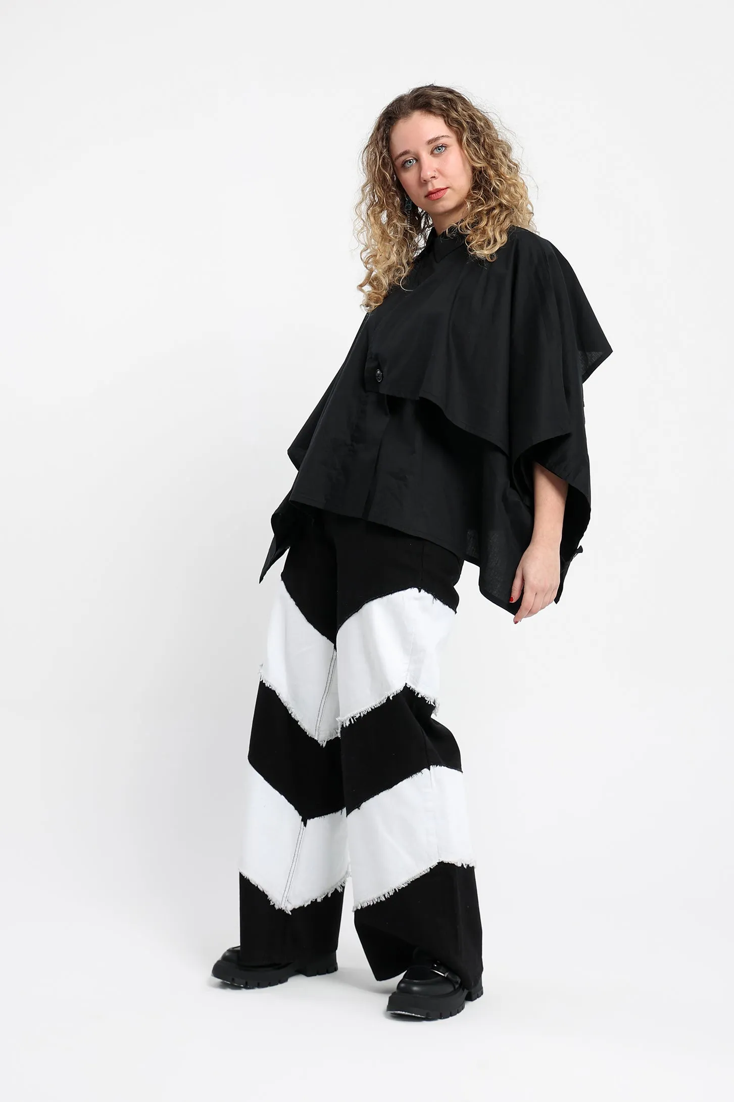 Asymmetrical Trench Shirt - Black