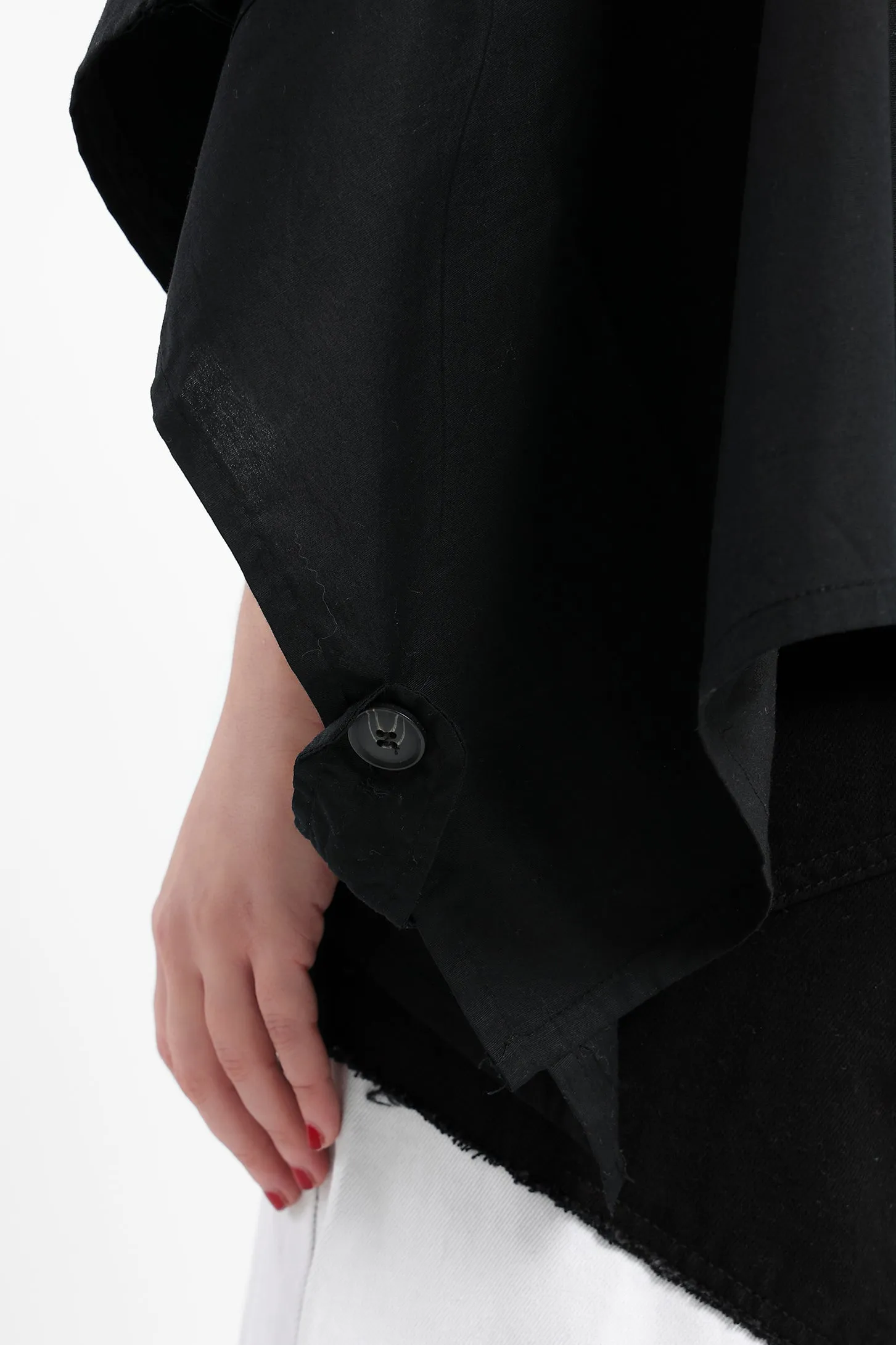 Asymmetrical Trench Shirt - Black