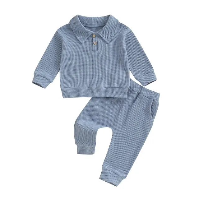 Baby Boys Fall Layette (3 Colors) Collar Sweatshirt Outfit