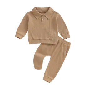 Baby Boys Fall Layette (3 Colors) Collar Sweatshirt Outfit