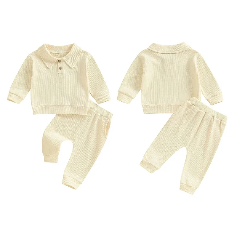 Baby Boys Fall Layette (3 Colors) Collar Sweatshirt Outfit