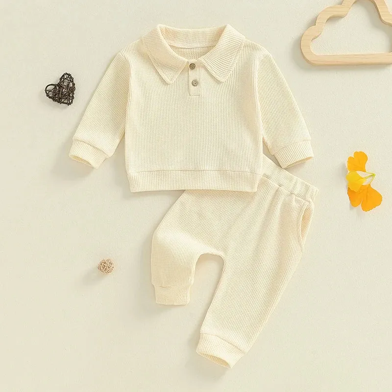 Baby Boys Fall Layette (3 Colors) Collar Sweatshirt Outfit