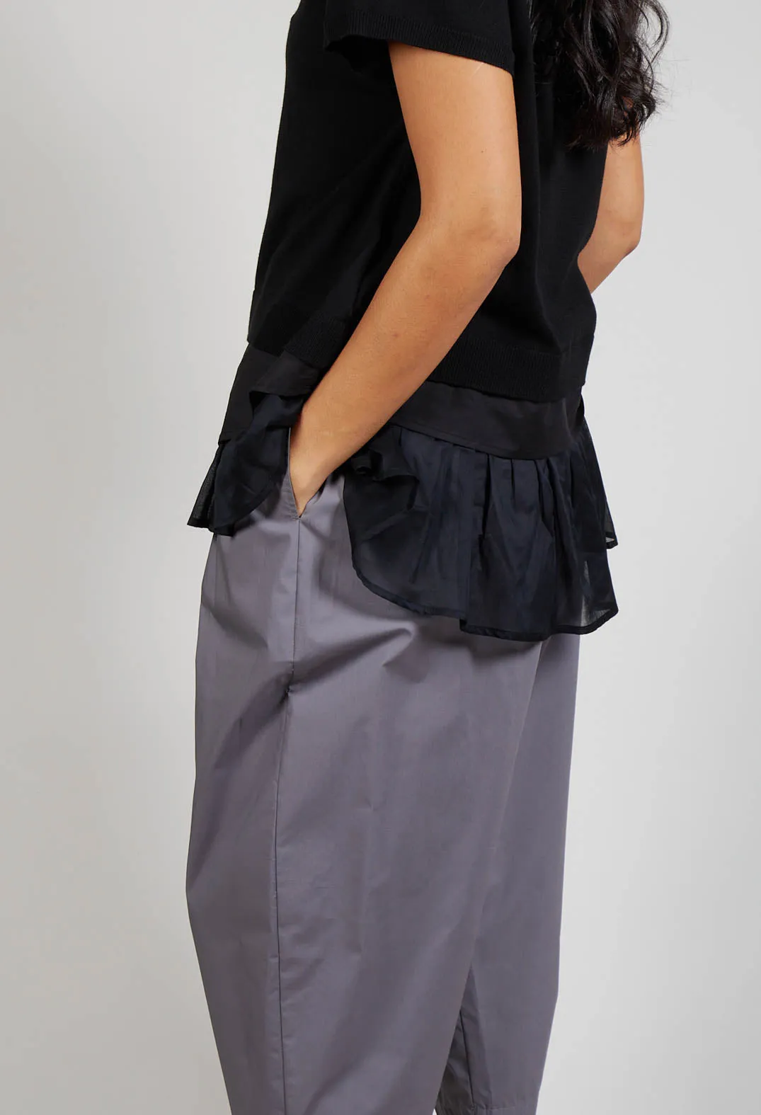 Balloon Leg Trousers in Grey Purple