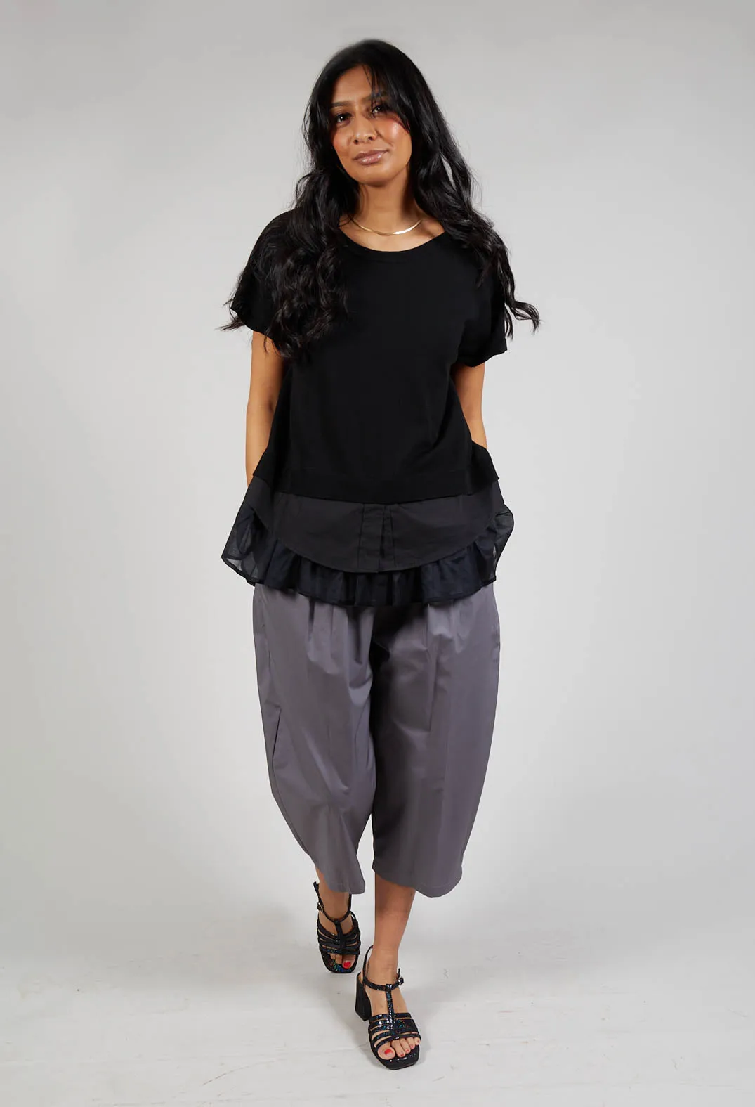 Balloon Leg Trousers in Grey Purple