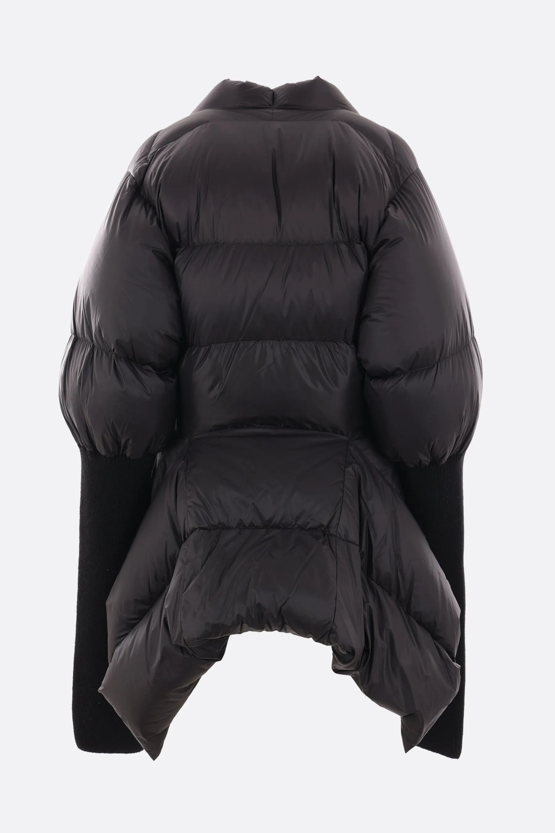 Batwing nylon asymmetric down jacket