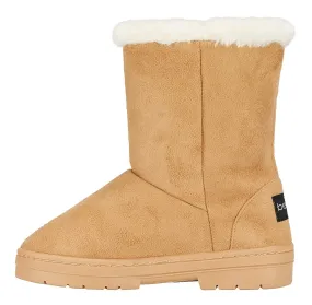 bebe Girls Microsuede Winter Boots with Faux Fur Cuffs Casual Warm Slip-On Shoes