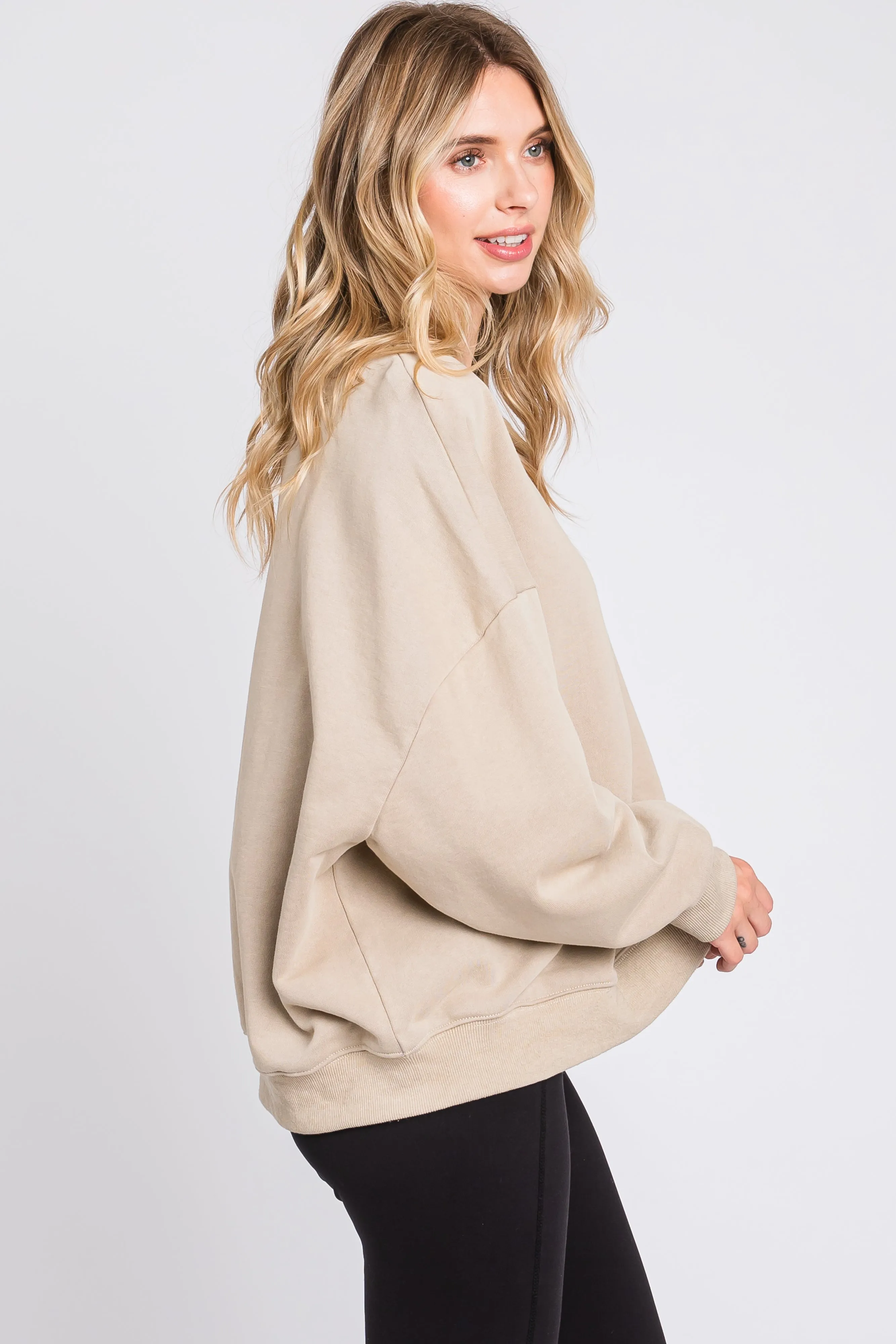 Beige Dropped Shoulder Sweatshirt