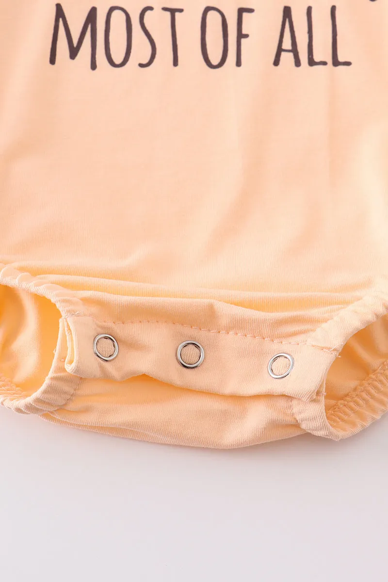 Beige fall pumpkin baby romper