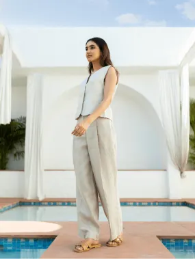 Beige Linen Waistcoat & Trousers