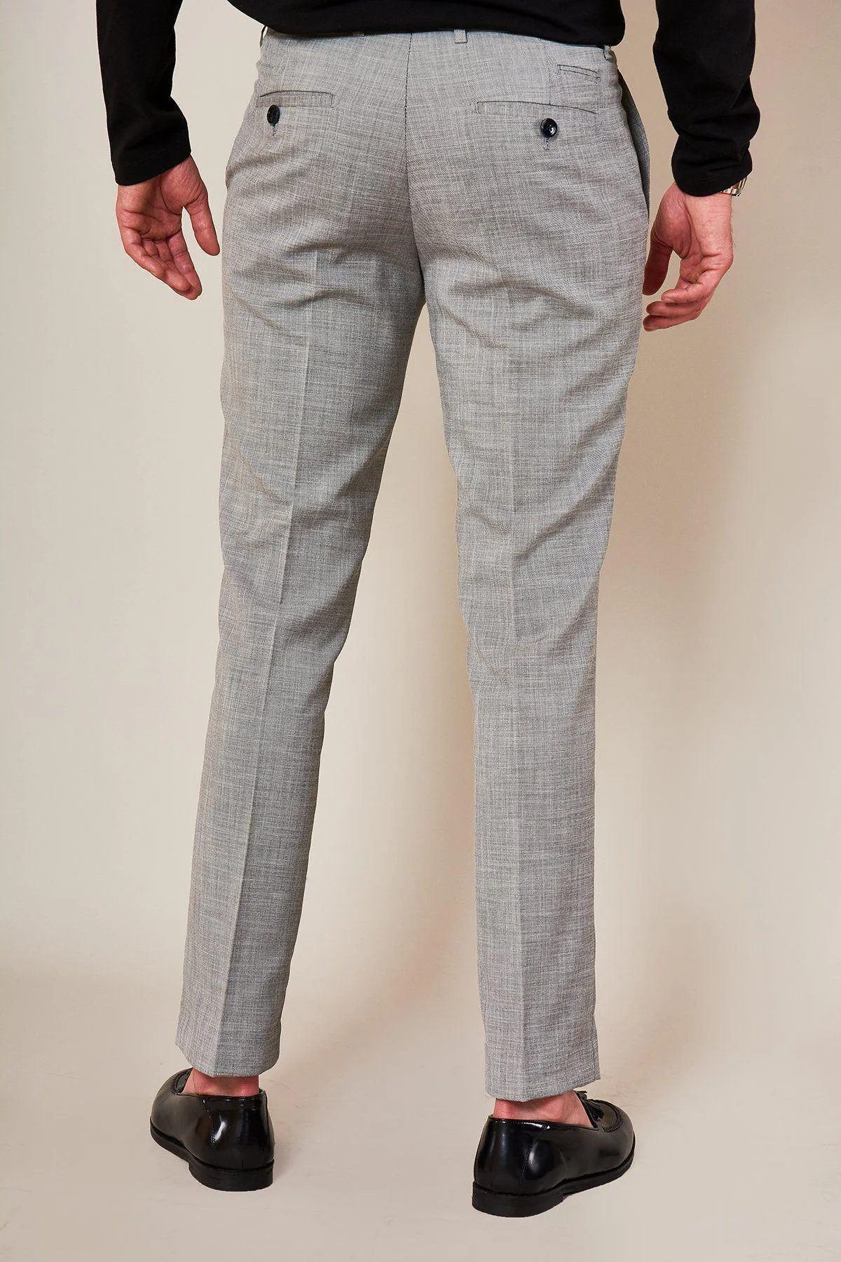 BEN - Silver Grey Slim Tailored Trousers