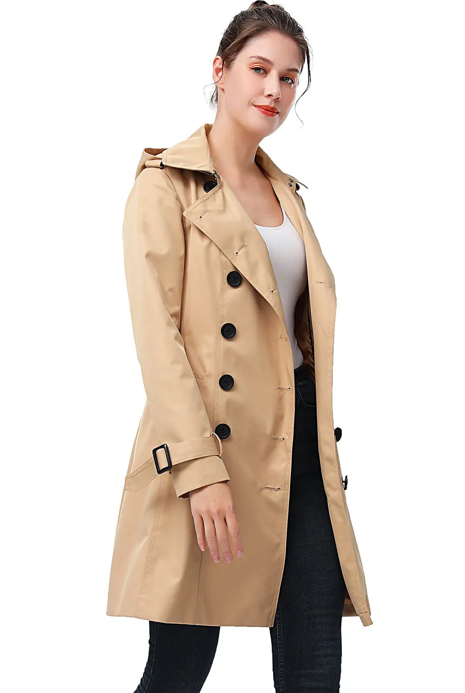 BGSD Women Alexa Waterproof Classic Hooded Trench Coat