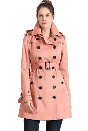 BGSD Women Leah Waterproof Hooded Mid Length Trench Coat