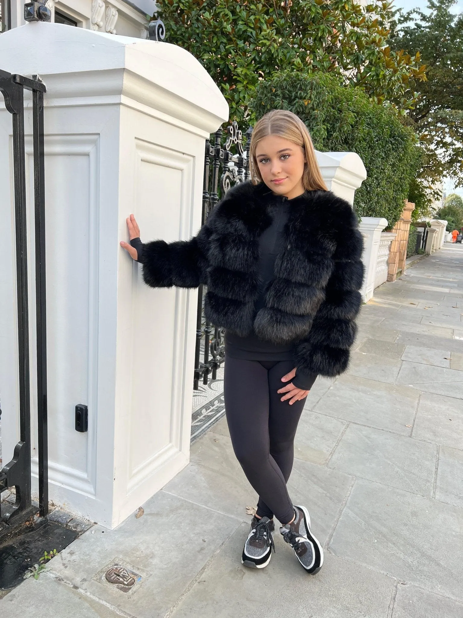 Black Childrens Faux Fur Coat