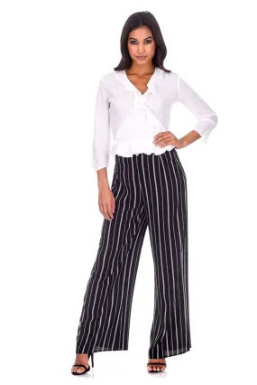 Black Double Striped Flared Trousers