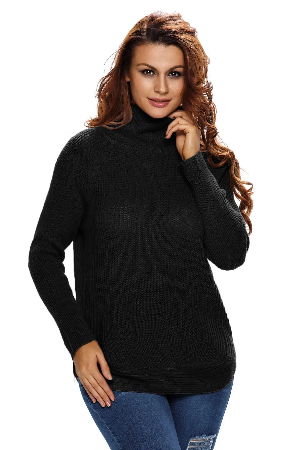 Black High Neck Pullover Sweater