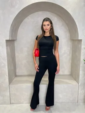 Black Slinky Flared Trousers