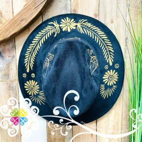 Black with Gold Hat- Hand Painted Fall Hat