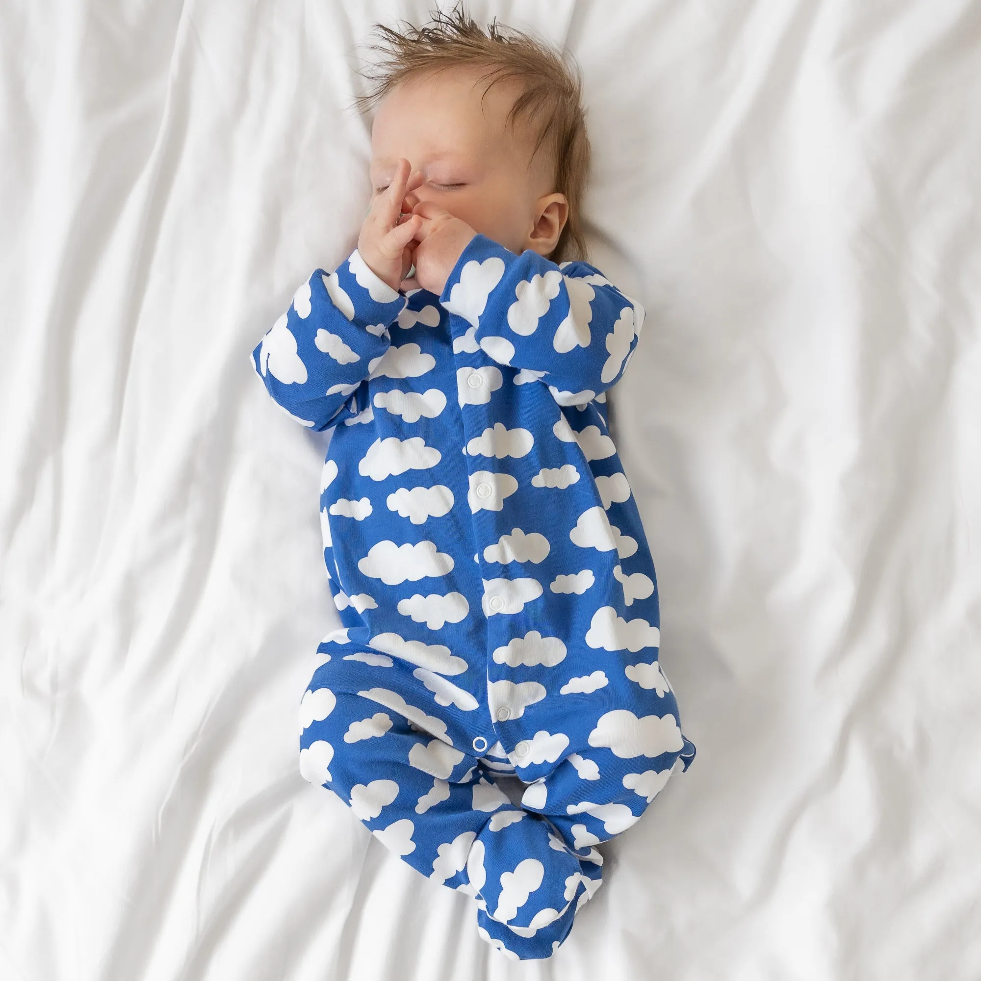 Blue cloud cotton sleepsuit