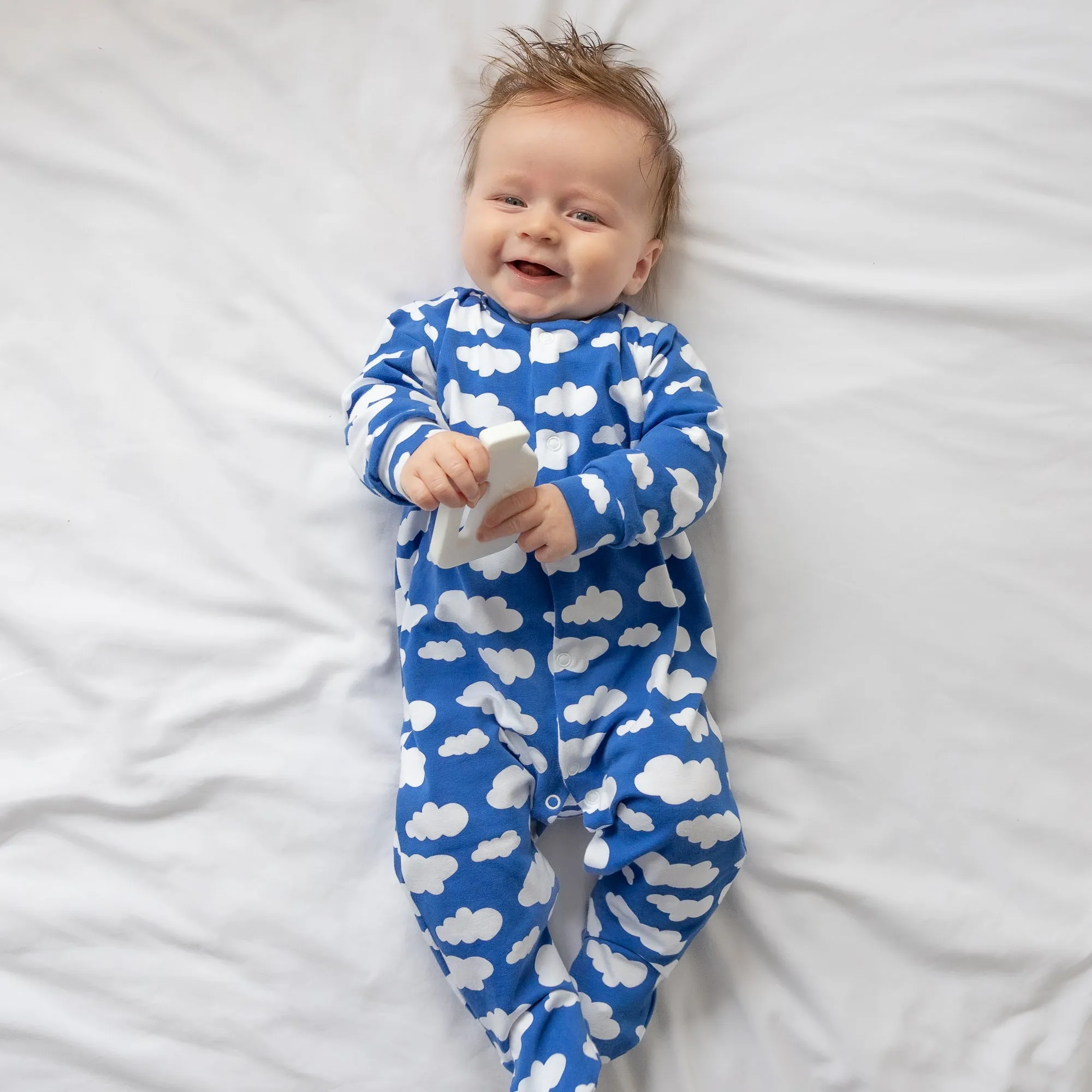 Blue cloud cotton sleepsuit