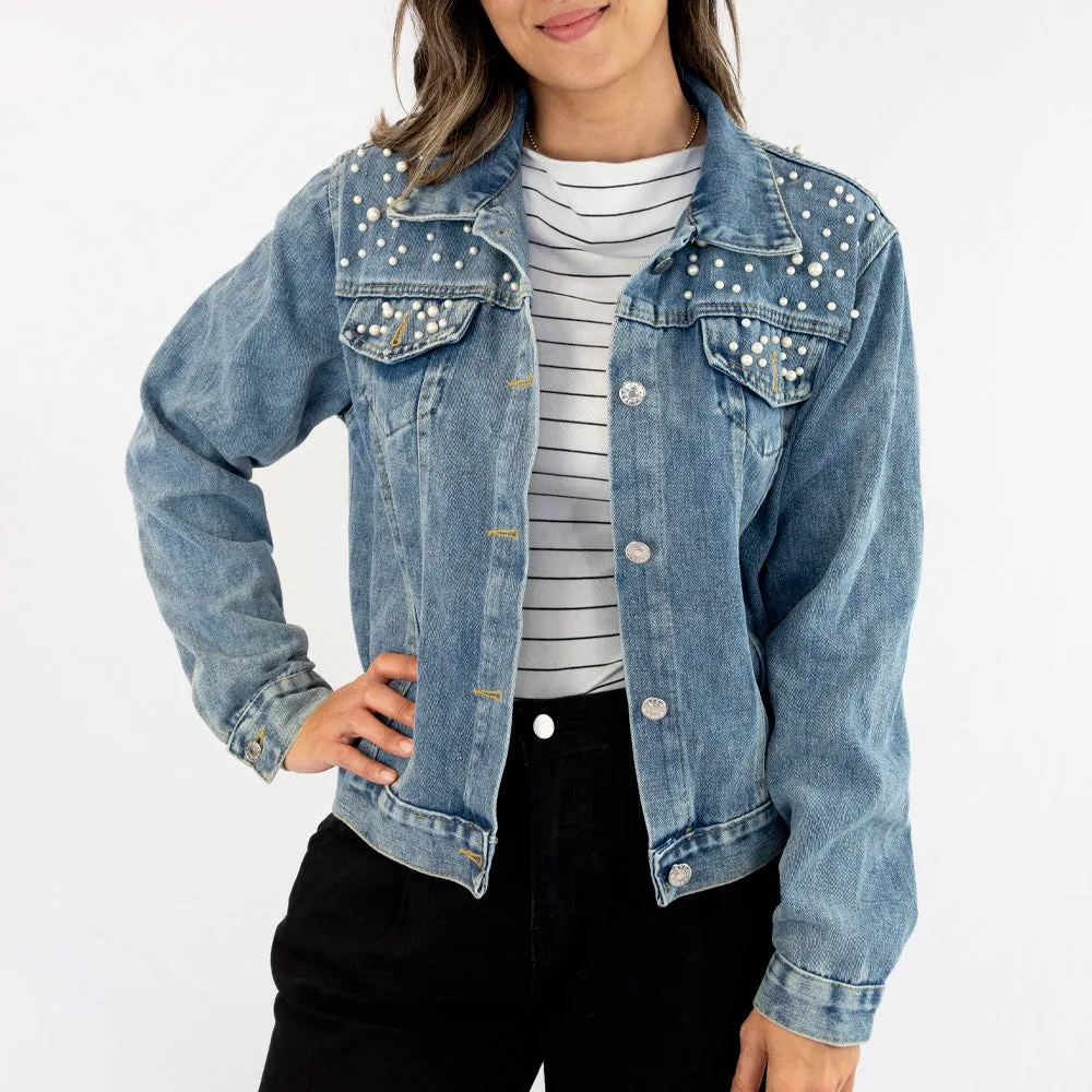 (Blue Pearl) Bachelorette Party Mrs Future Denim Jacket