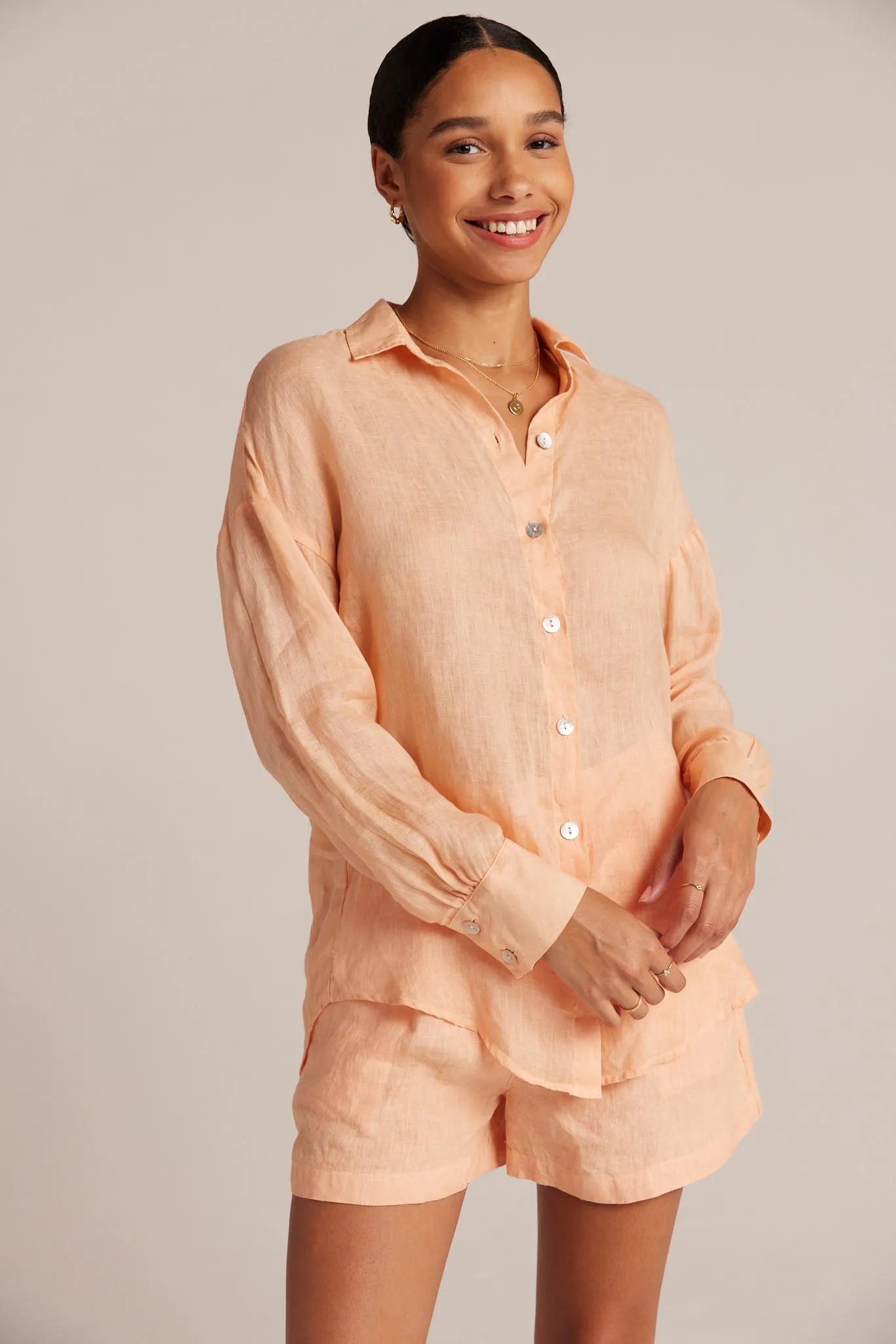 Boyfriend Button Down - Peach Parker