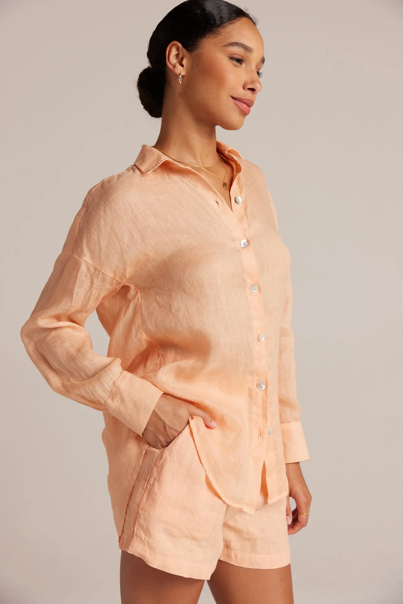 Boyfriend Button Down - Peach Parker