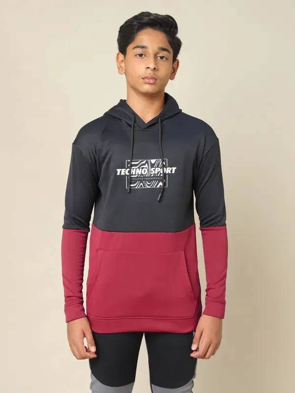 Boys Colorblock Slim Fit Hooded Sweatshirt with TECHNO WARM 