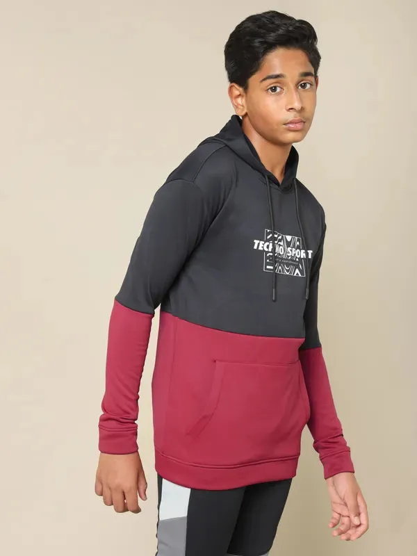 Boys Colorblock Slim Fit Hooded Sweatshirt with TECHNO WARM 