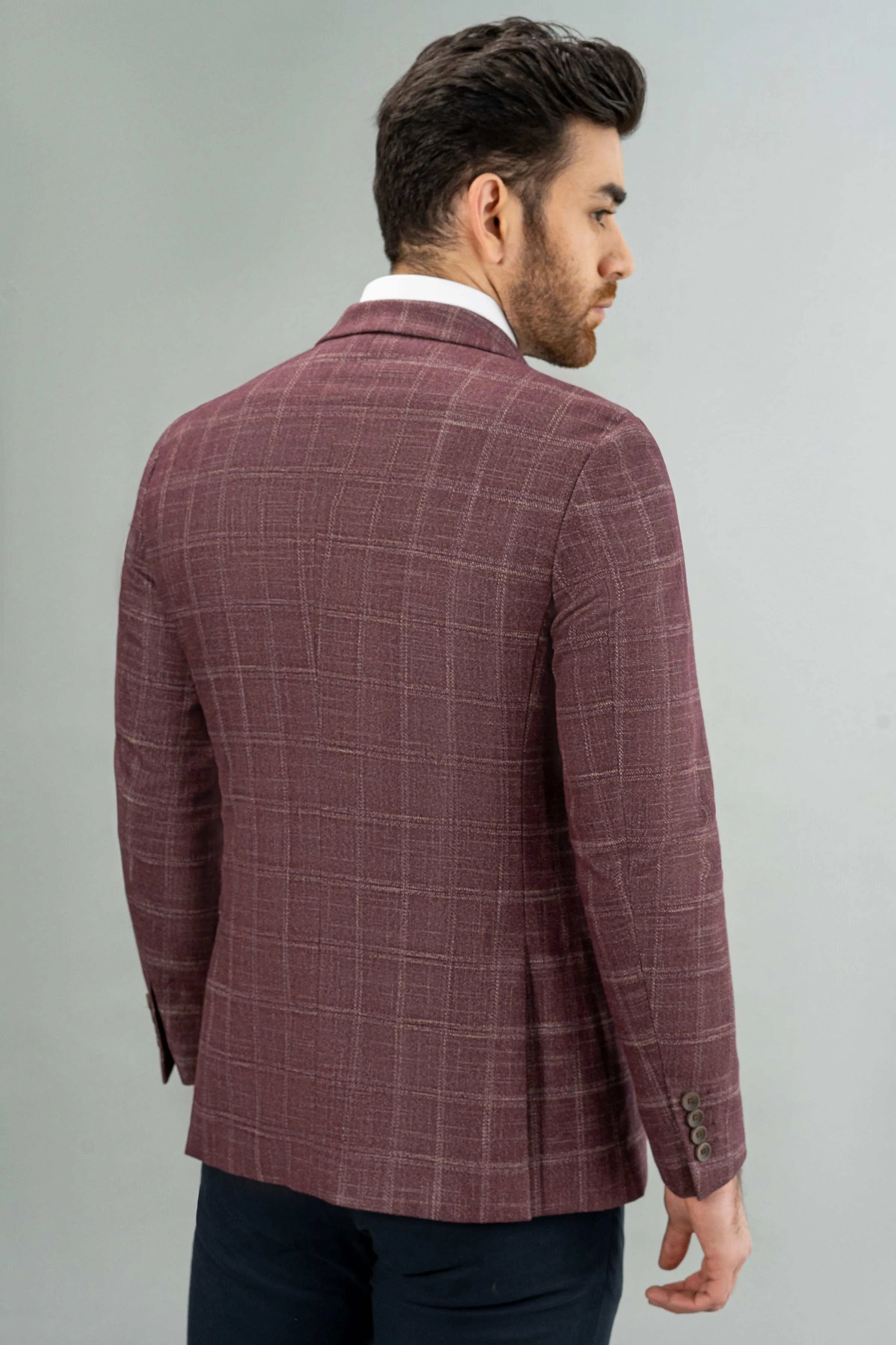 CASUAL COAT MAROON CHECK