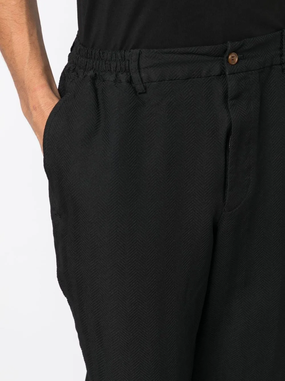 Chevron-Pattern Tapered Trousers