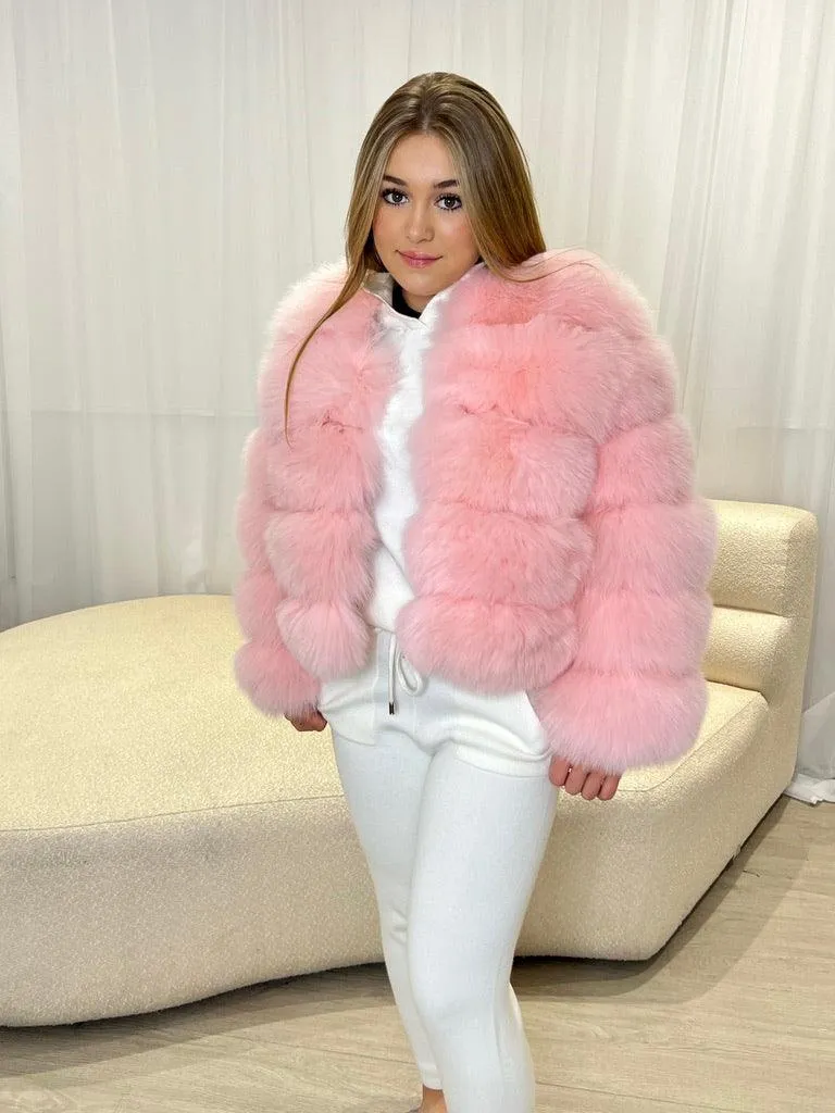 Childrens Baby Pink Luxury Fur Coat