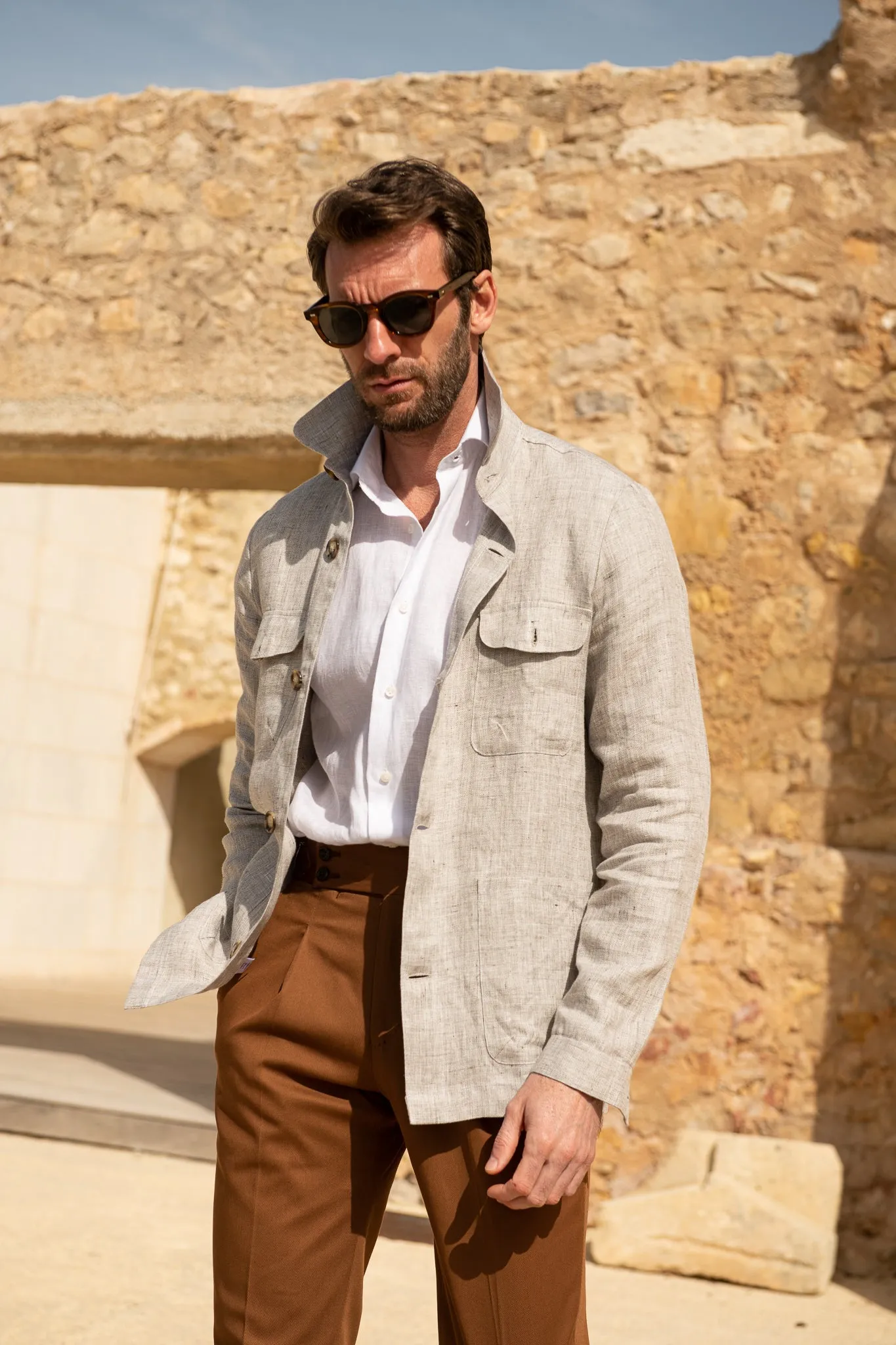 Cognac cotton trousers "Soragna Capsule Collection" - Made in Italy