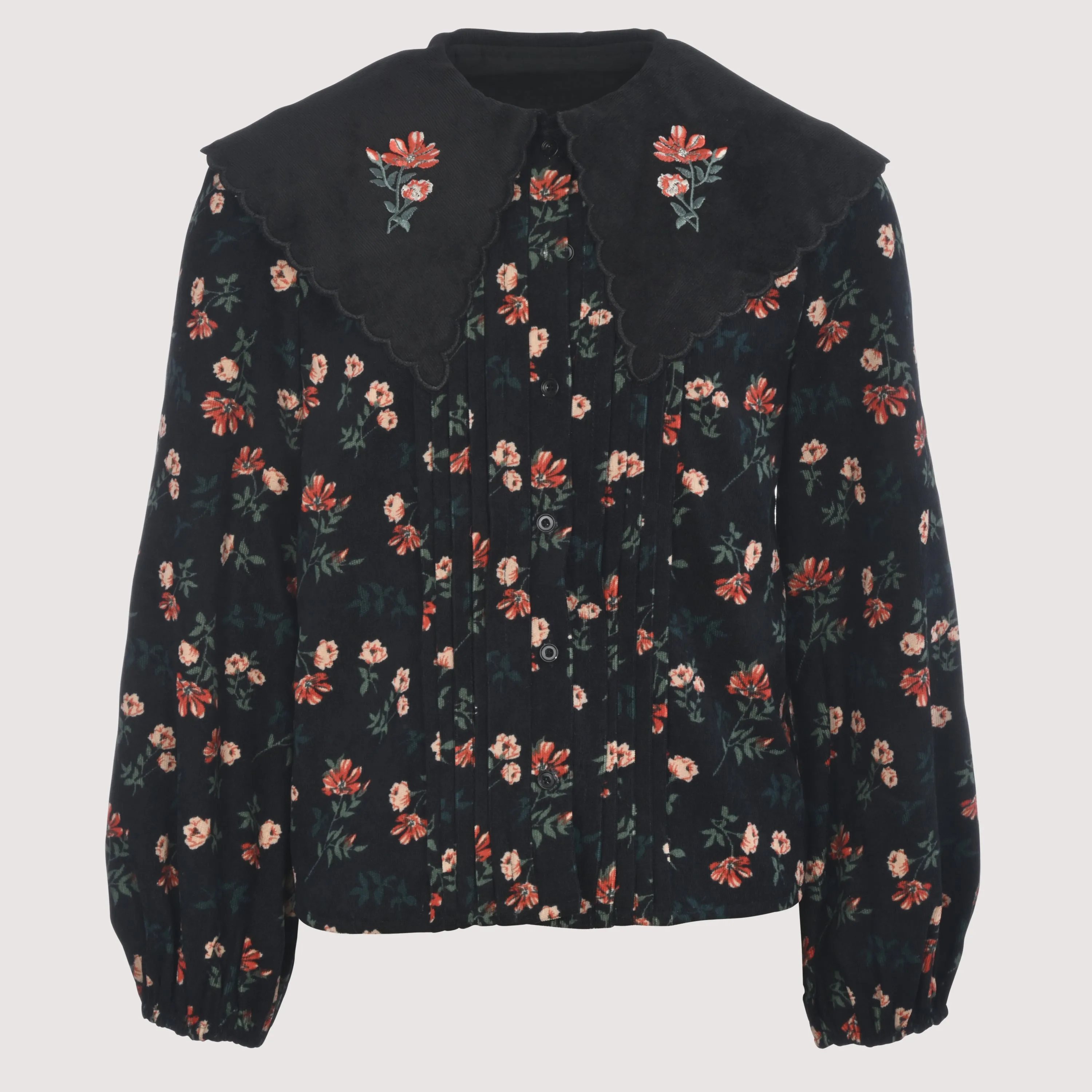 Corduroy Fall Floral Blouse