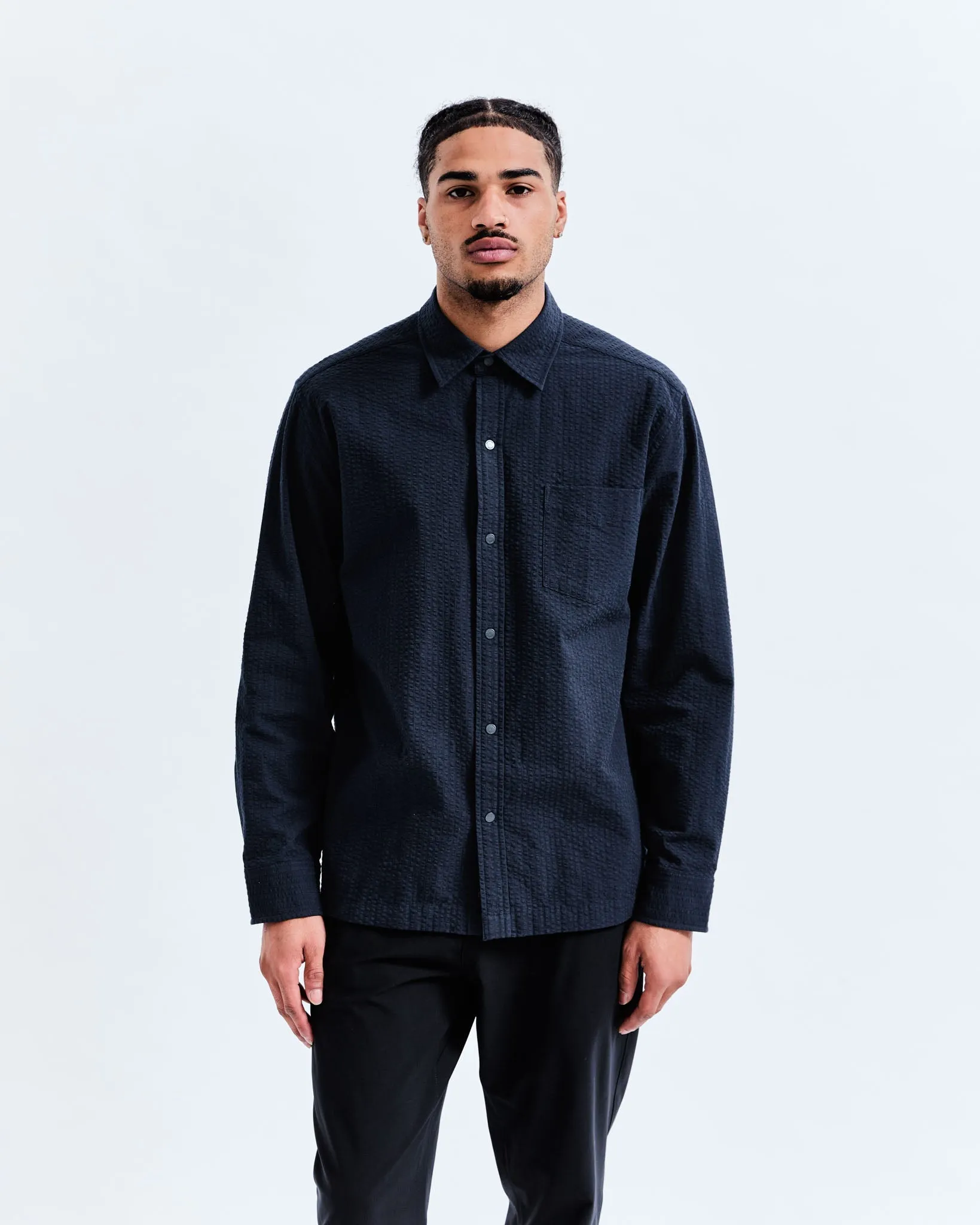 Cotton Seersucker Campus Overshirt