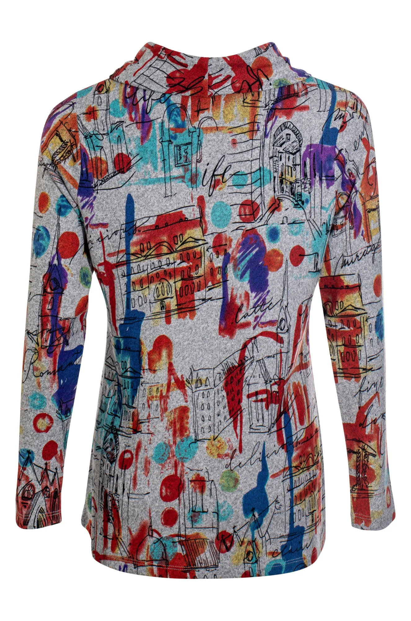 Cowl neck Printed Warm Touch Top | Multicolour City | 7900ZZ