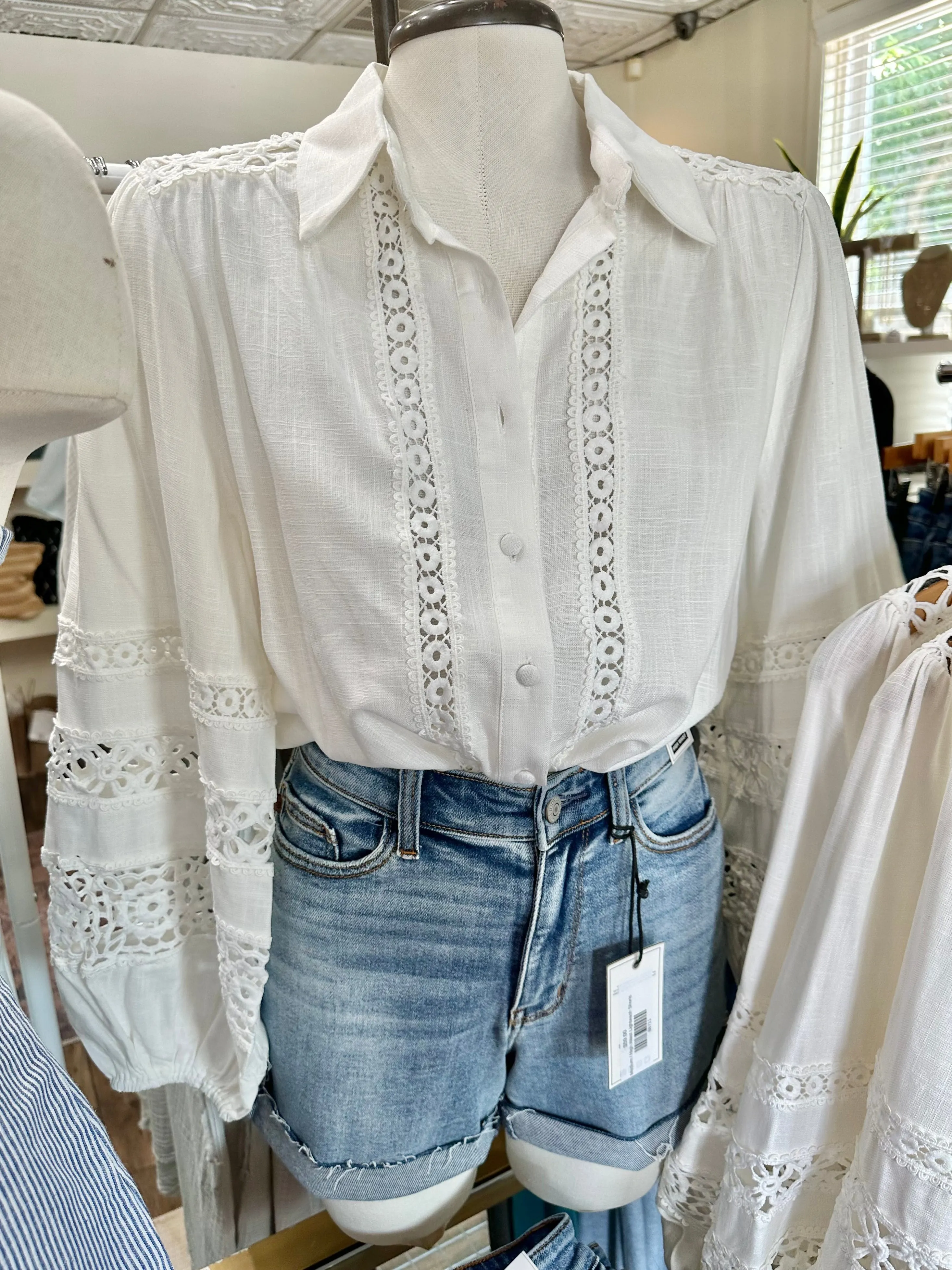 Crochet Trim Button Down