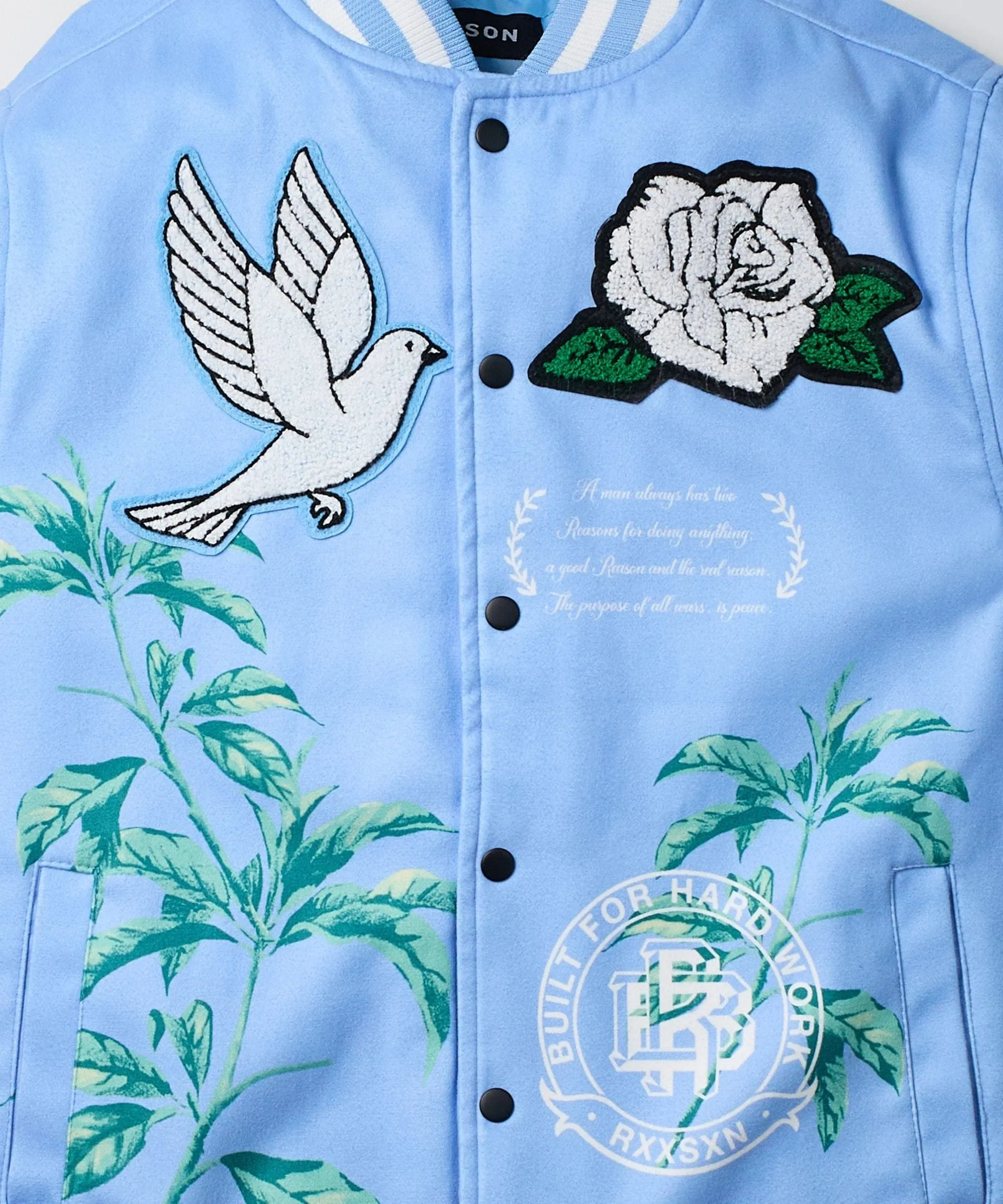 Dove Wool Varsity Jacket - Light Blue