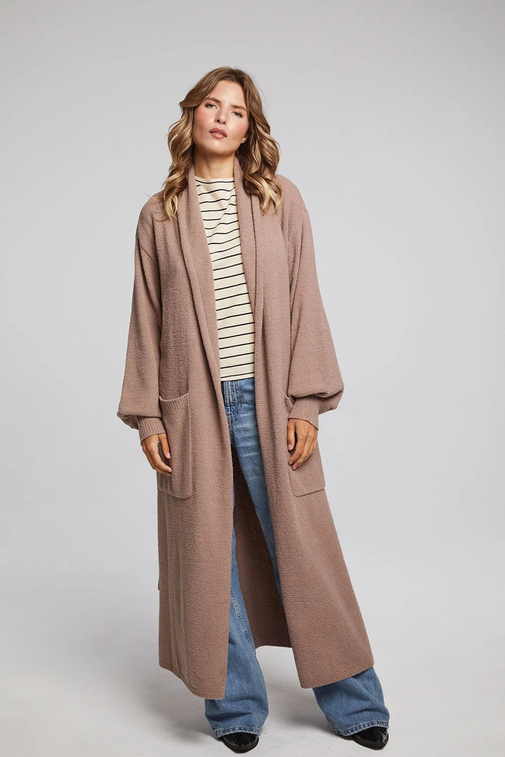 Evee Warm Taupe Maxi Cardigan