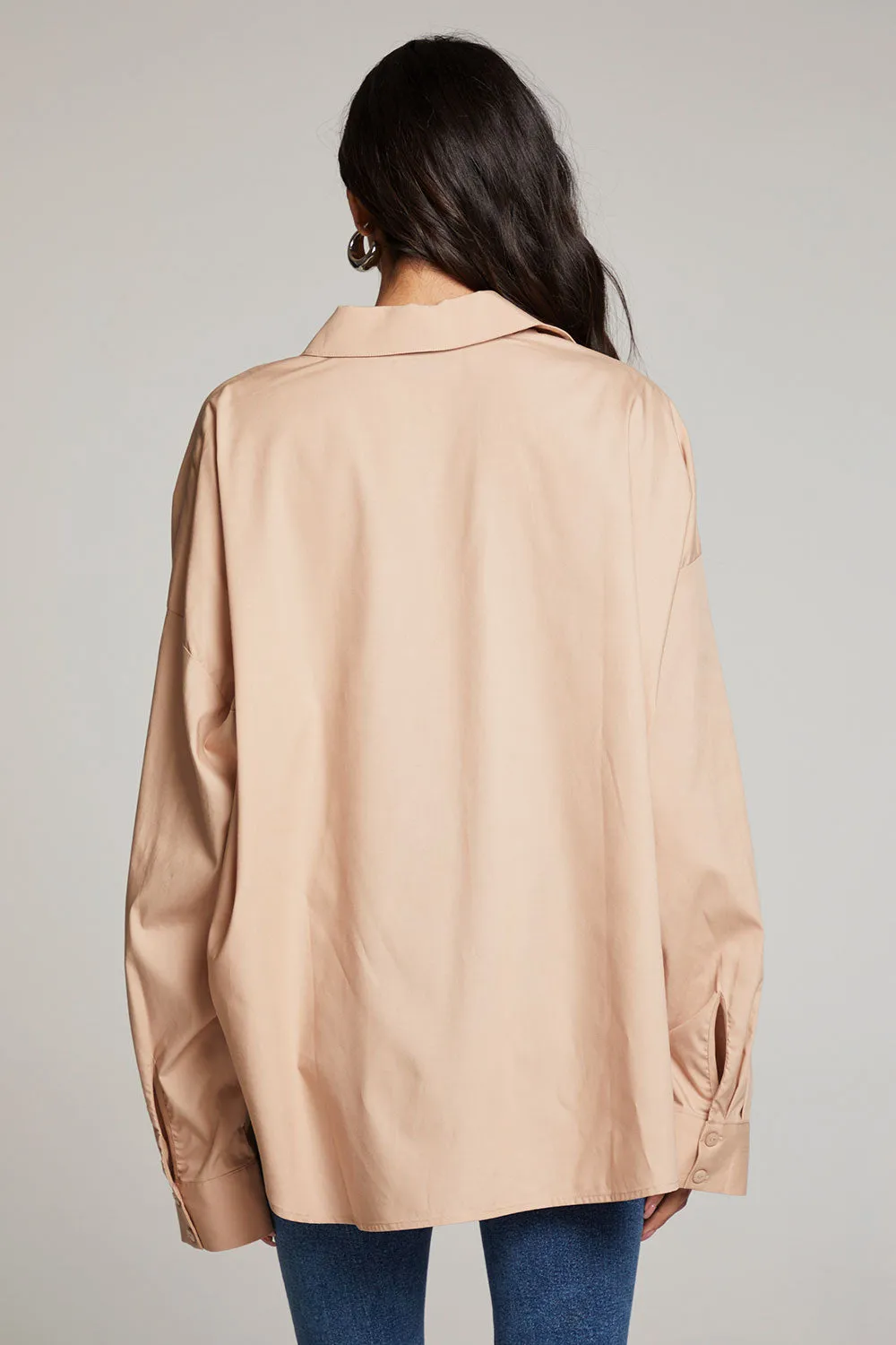 Ezra Warm Taupe Button Up