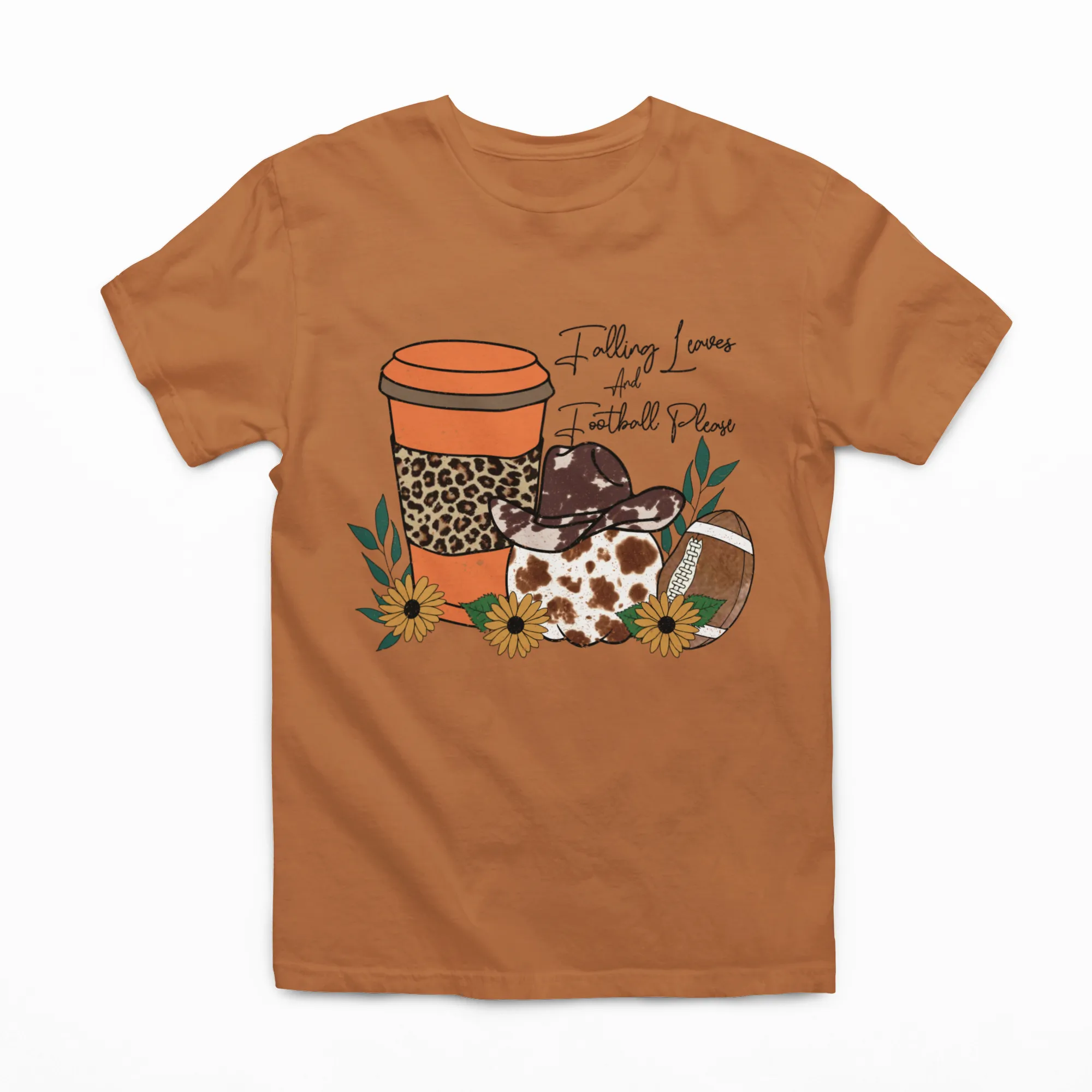 Fall Leaves And Football Please Graphic Tee