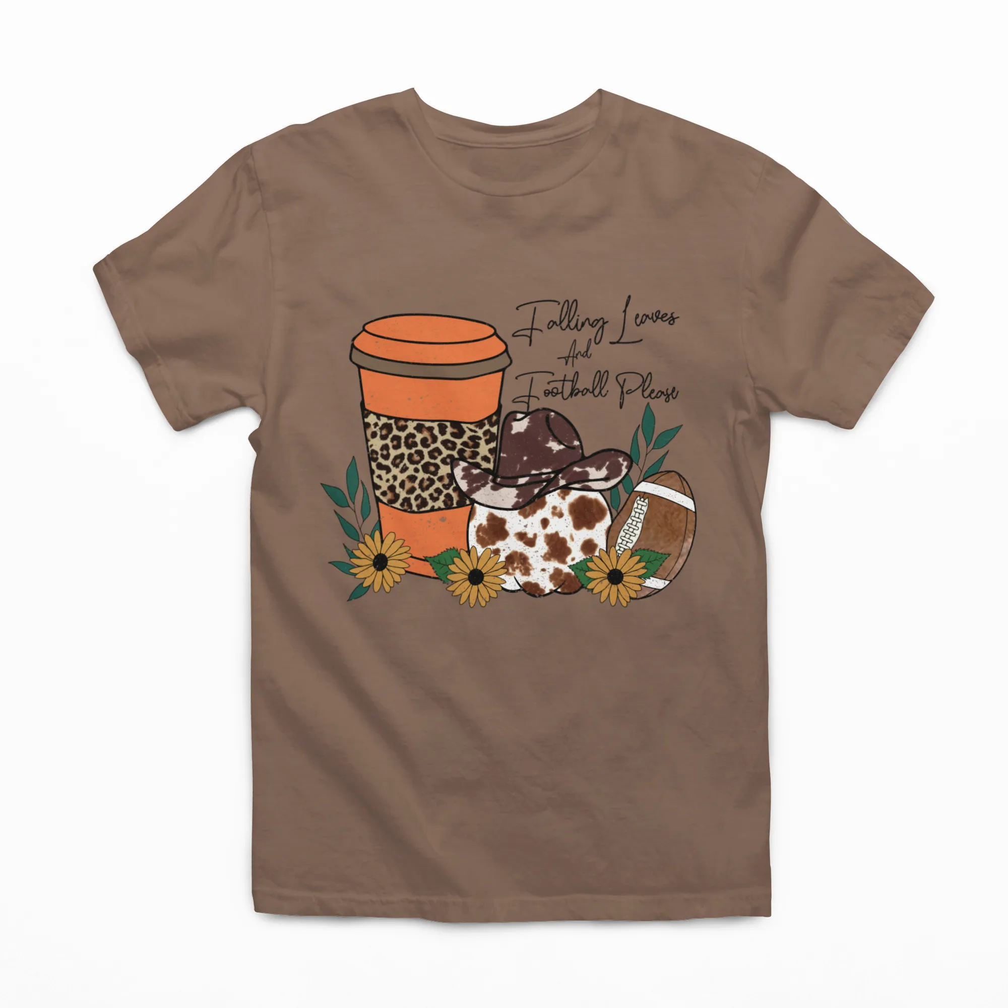 Fall Leaves And Football Please Graphic Tee